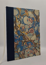 Load image into Gallery viewer, A5 Handmade Notebook - Blue, Gold, Purple Marbled, Japanese Silk