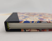 Load image into Gallery viewer, A5 Handmade Notebook - Orange, Blues, Black Marbled