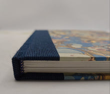 Load image into Gallery viewer, A5 Handmade Notebook - Blue, Gold, Purple Marbled, Japanese Silk