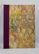 Load image into Gallery viewer, A5 Handmade Notebook - Light Brown, Yellow, Deep Purple - Marbled