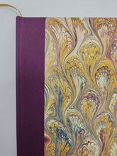 Load image into Gallery viewer, A5 Handmade Notebook - Light Brown, Yellow, Deep Purple - Marbled