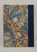 Load image into Gallery viewer, A5 Handmade Notebook - Blue, Gold, Purple Marbled, Japanese Silk