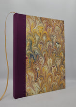 Load image into Gallery viewer, A5 Handmade Notebook - Light Brown, Yellow, Deep Purple - Marbled
