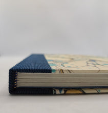 Load image into Gallery viewer, A5 Handmade Notebook - Teal, Gold, Green, Cream - Marbled, Japanese Silk
