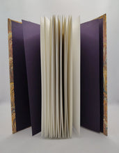 Load image into Gallery viewer, A5 Handmade Notebook - Light Brown, Yellow, Deep Purple - Marbled
