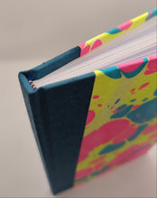 Load image into Gallery viewer, A5 Handmade Notebook - Hot Pink, Turquoise, Acid Yellow - Marbled
