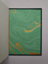 Load image into Gallery viewer, A5 Handmade Longstitch Notebook - Dark Green Japanese Shot Silk, Marbled
