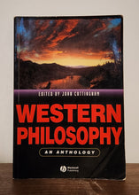 Load image into Gallery viewer, Book titled 'Western Philosophy Anthology' on a wooden surface with a white wall background
