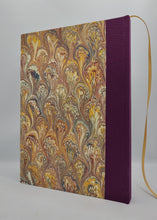Load image into Gallery viewer, A5 Handmade Notebook - Light Brown, Yellow, Deep Purple - Marbled
