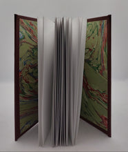 Load image into Gallery viewer, Pocket-Sized Long-Stitch Notebook - Burgundy, Green Marble
