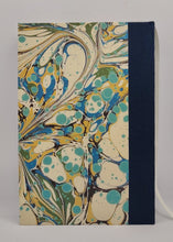 Load image into Gallery viewer, A5 Handmade Notebook - Teal, Gold, Green, Cream - Marbled, Japanese Silk
