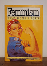 Load image into Gallery viewer, Book titled 'Feminism for Beginners' on a wooden surface with a white wall background
